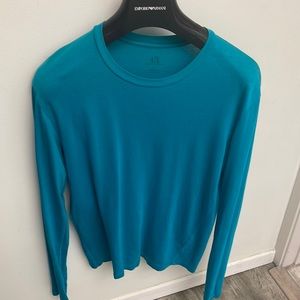 Vintage 1990s A/X Armani L/s teal blue T-shirt S